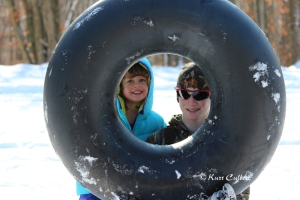 My daughter and nephew having fun on a winter day