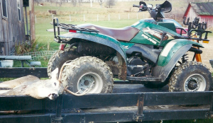 The 7-point was no match for dad's new 4-wheeler!